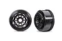 Two black Traxxas Maxx SC beadlock RC rims shown from front and side angles against a white background.
