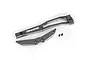 A grey anodized aluminium chassis brace set for Traxxas RC vehicles, including two metal brace components and two small black mounting screws.