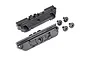 Traxxas front and rear sway bar mounts for RC vehicles, including two black molded plastic mounts and four small black hex screws.
