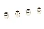 Four silver-coloured steel ball studs for RC suspension, arranged in a row against a white background.