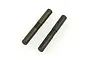Two identical dark grey metal suspension arm pins for an RC car, shown against a white background.