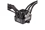 Spektrum Firma 100A Smart Brushless ESC unit with black casing, cooling fan, and attached black wiring against a white background.