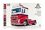 Product box for Italeri 1/24 scale Volvo FH Plat Dak truck model kit, featuring a red and white Volvo truck illustration on a white background.