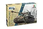Italeri 1/35 scale Pz.Kpfw VI Tiger I Ausf.E plastic model kit box featuring artwork of a Tiger tank in a battlefield setting.