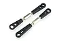 Two HSP RC turnbuckles with black plastic rod ends and silver metal threaded shafts on a white background.