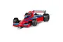 A 1/32 scale Scalextric model of the 1978 Brabham BT46 Formula 1 car driven by Niki Lauda, featuring red and blue Parmalat livery on a white background.