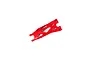A single red Traxxas heavy-duty lower suspension arm for RC vehicles, shown against a plain white background.