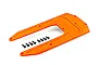 Traxxas orange chassis skid plate with a set of black mounting screws on a white background.