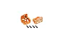 Two orange anodized aluminium motor mounts for Traxxas RC vehicles, shown with four black mounting screws on a white background.