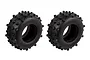 Two black Team Associated 1/10 scale RC buggy rear tyres with a knobby tread pattern, shown against a plain white background.