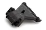 A black molded plastic RC car top plate spare part shown from an angled perspective against a white background.