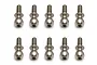 Ten Team Associated heavy duty 6mm long neck ball studs arranged in two rows of five on a white background.