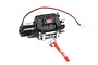 RC4WD 1/10 scale Mini Warn 9.5CTi winch with black housing, silver fairlead, and red pull strap on a white background.