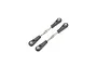 Two Losi adjustable RC turnbuckles with black plastic rod ends and silver metal shafts, isolated on a white background.