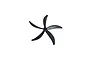 A black five-blade RC airplane propeller viewed from the front against a white background.