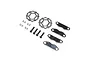 Losi RC brake disc and pad set including two metal discs, four brake pads, four small springs, and four screws on a white background.