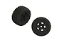 Two black dBoots Ragnarok RC monster truck wheels with aggressive tread patterns and black multi-spoke rims.