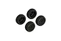 A set of four black ARRMA dBoots 2-HO RC buggy wheels with knobby tread patterns and black rims on a white background.