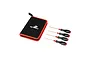A Dynamite 4-piece metric hex driver set with black and red handles, gold-colored tips, and a black and red zippered storage case.