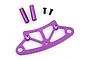 HSP purple anodized aluminium front bumper upper plate with two purple standoffs and two black screws on a white background.