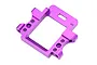 A purple anodized aluminium front bulkhead for an RC car, featuring a rectangular frame with multiple mounting holes.