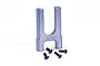 A silver GPM Racing aluminium front centre differential mount with four black screws on a white background.
