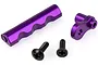 HSP purple anodised aluminium antenna mount and support post set with two black screws on a white background.