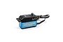 Yeah Racing Hackgear low profile digital servo with a blue and black aluminium case and attached wiring harness.