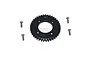 GPM Racing hardened steel 39T 1Mod spur gear with four included mounting screws on a white background.