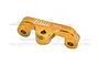 A gold-anodized aluminium triple clamp for an RC motorcycle, featuring GPM Racing branding and 7075 alloy marking.