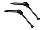 Two black GPM Racing medium carbon steel CVD driveshafts for RC vehicles, shown against a white background.