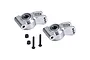 Two silver aluminium rear hubs from GPM Racing with pre-installed bearings, accompanied by two black screws and two black lock nuts.