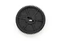 A black plastic 64T 0.6Mod spur gear for an RC car, shown from a top-down perspective against a white background.