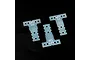 Three translucent Yeah Racing T-plates for 1/28 scale RC cars, labeled 5H, 5M, and 5S, arranged on a black background.