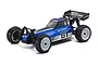 A studio shot of the Kyosho Lazer SB Dirt Cross 1/10 scale 4WD RC buggy, featuring a blue and white body with number 61 decals.