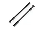 Two black metal RC car drive shafts with universal joints, shown against a white background.