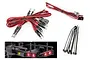 Traxxas LED light set including wiring harness, individual LED bulbs, and black zip ties, with an inset showing the lights installed on a trailer chassis.