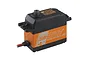 Savox SB-2271SG Plus brushless digital servo with an orange anodized aluminium case and black plastic top and bottom sections.