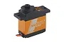 Savox SH-0254 Plus micro digital servo with an orange aluminium case and black plastic top and bottom sections.
