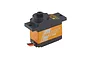 Savox SH-0350 digital micro servo with an orange aluminium middle case and black plastic top and bottom sections.