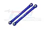 Two blue anodized aluminium steering linkage rods with silver ball ends, branded GPM Racing 7075, set against a white background.