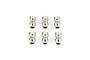 Six silver-coloured metal pivot balls for RC cars arranged in two rows of three on a white background.