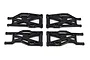 Four black plastic RC suspension arms arranged in a grid on a white background.