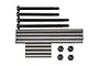 A set of Team Associated 1/8 scale RC hinge pins and lock nuts, including various lengths of metal pins and four black nylon-insert lock nuts.