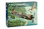 Italeri 1/48 scale P-40 E/K Kittyhawk plastic model kit box featuring artwork of a Kittyhawk fighter plane in flight over a tropical landscape.