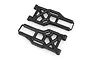 Two black plastic front lower suspension arms for an HSP RC car, shown from a top-down perspective on a white background.