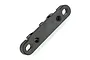 A black plastic HSP rear lower suspension arm pin mount for RC cars, isolated on a white background.