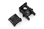 Two black plastic HSP gearbox case components shown from a top-down angle on a white background.