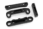 A set of four black plastic HSP suspension arm pin mounts for RC vehicles, displayed on a white background.