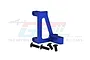 A blue anodized aluminium servo mount for RC cars, accompanied by four small black screws, set against a white background with a faint GPM logo.